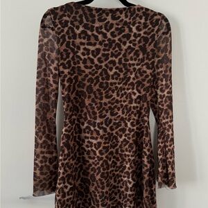 Source Unknown Brown and Black Leopard Print Backless Dress